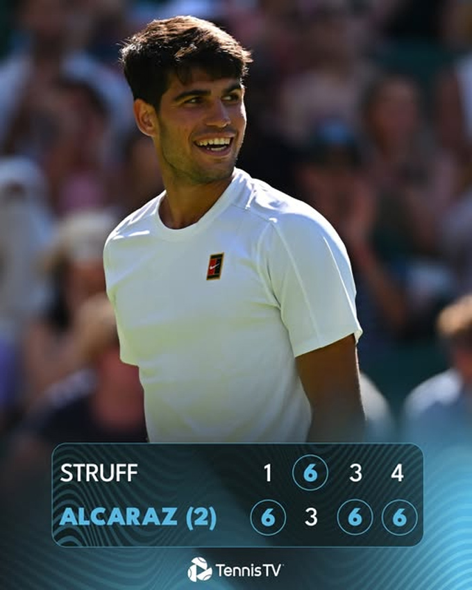 Alcaraz đánh bại Struff tại vòng 3 Wimbledon 2025