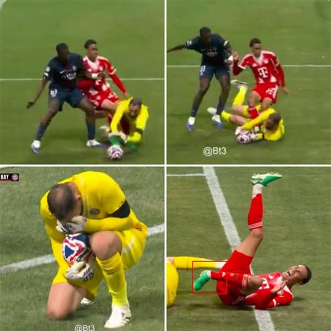 Donnarumma ôm mặt sau pha va chạm với Musiala
