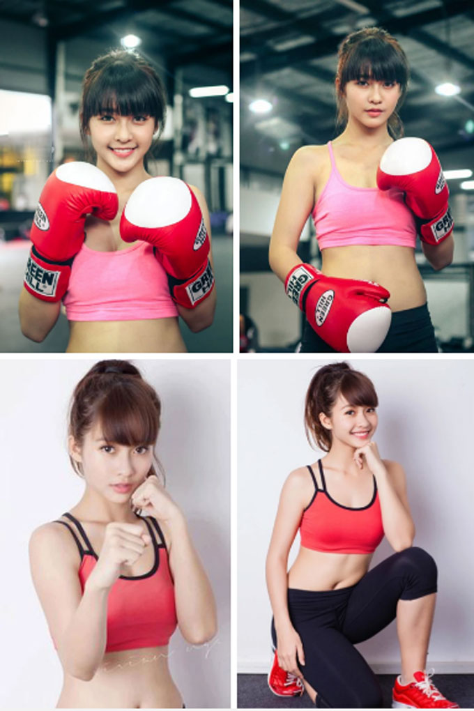 Khả Ngân được biết đến nhờ hình tượng boxing girl khi mới 15 tuổi