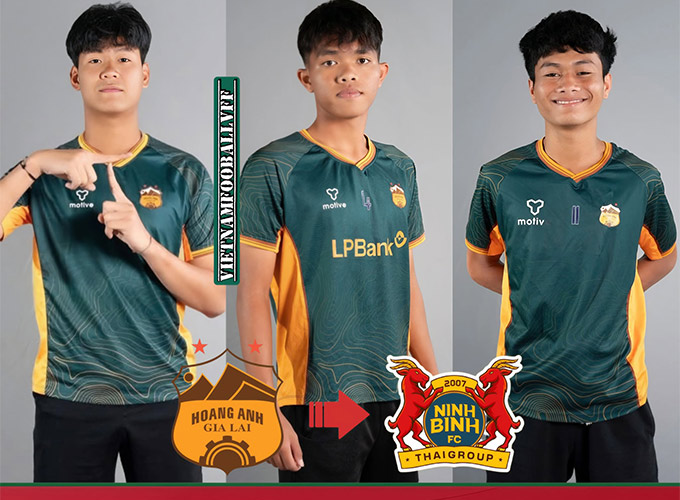 3 cầu thủ trẻ HAGL Vũ Khang, Quang Vinh và Di Đan đầu quân cho Ninh Bình - Ảnh: Vietnamfootball VFF