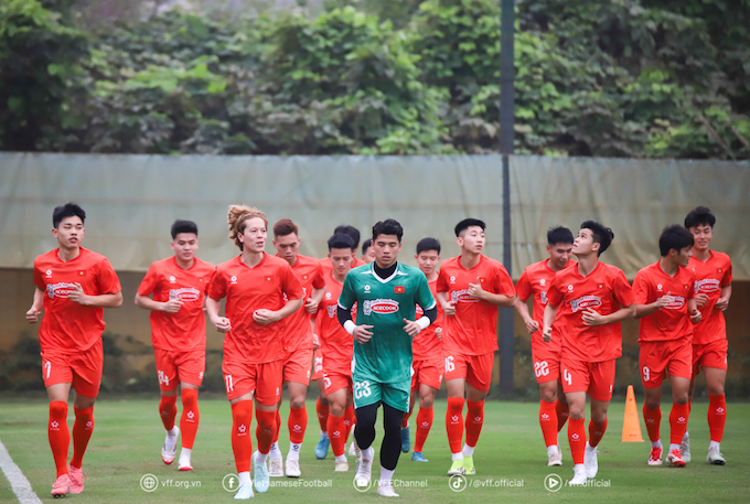 ĐT U23 Việt Nam đang tập luyện tại Bà Rịa Vũng Tàu. Ảnh: VFF 