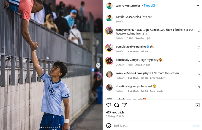 Một trong những tấm ảnh hiếm hoi được Vasconcelos đăng trên trang Instagram cá nhân