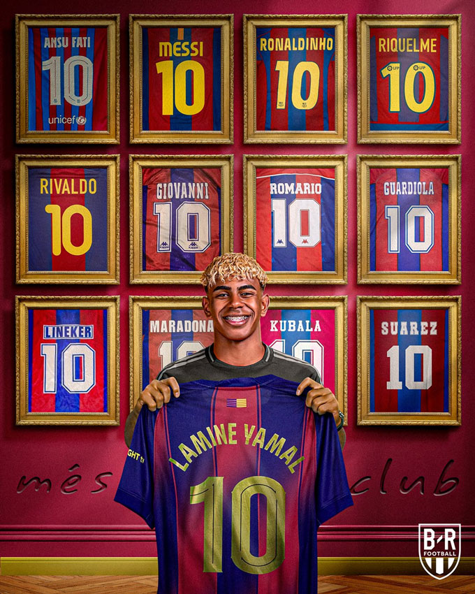 Yamal sẽ tiếp bước nhiều huyền thoại từng mặc áo số 10 của Barca