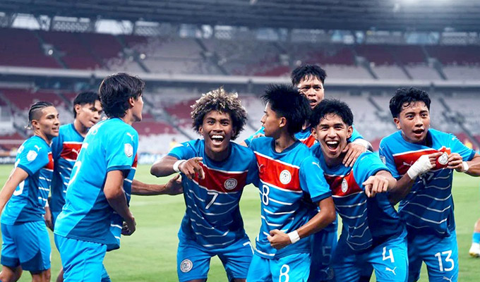 Niềm vui của U23 Philippines khi giành vé vào bán kết giải U23 Đông Nam Á 