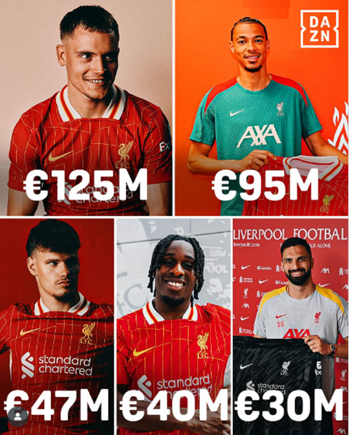 Liverpool đã chào đón 5 tân binh ở hè này