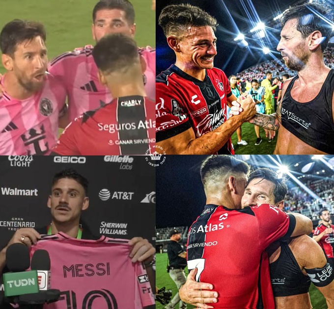 Sau đó, Messi đã tới ôm Coccaro đồng thời tặng anh áo đấu của mình