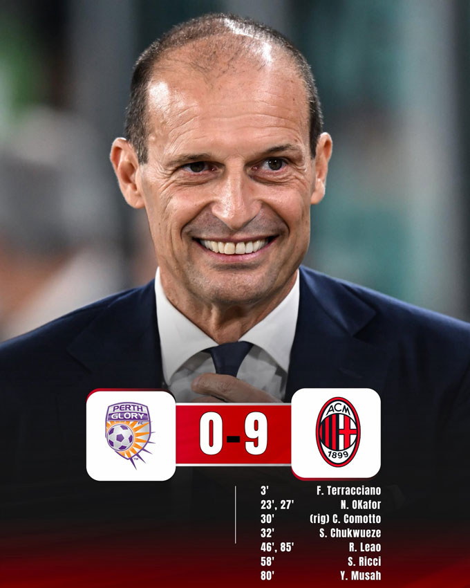 Milan của Allegri có chiến thắng cực đậm