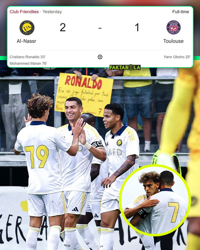 Ronaldo ghi bàn giúp Al Nassr ngược dòng trước Toulouse