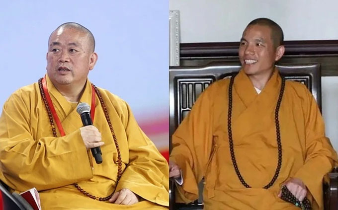Thiền sư Thích Ấn Lạc (phải) đã được bổ nhiệm làm trụ trì mới của Thiếu Lâm thay Thích Vĩnh Tín