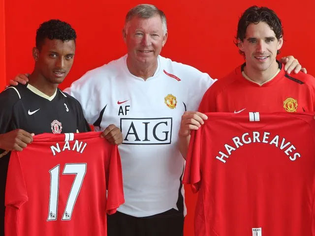 Nani và Hargreaves đã vô địch Champions League ngay ở mùa giải đầu tiên khoác áo MU