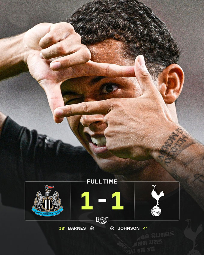 Tottenham hòa 1-1 với Newcastle