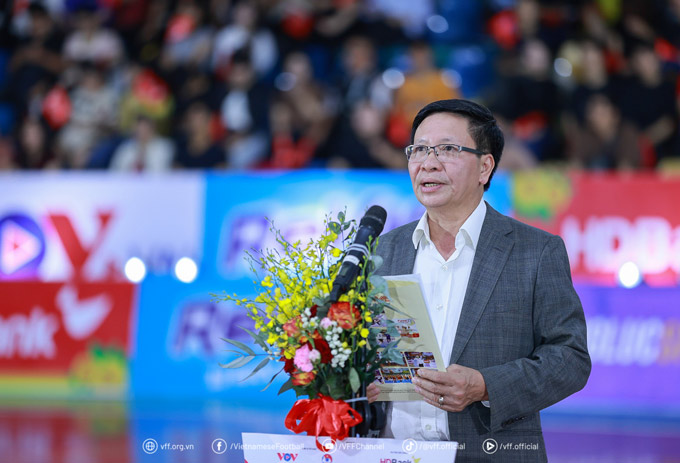 Ông Vũ Hải Quang – Phó Tổng Giám đốc Đài Tiếng nói Việt Nam, Phó Trưởng Ban Giải futsal HDBank Cúp quốc gia phát biểu khai mạc 