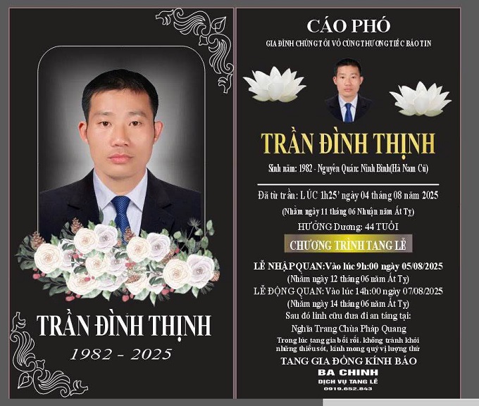 Cáo phó về chương trình tang lễ 