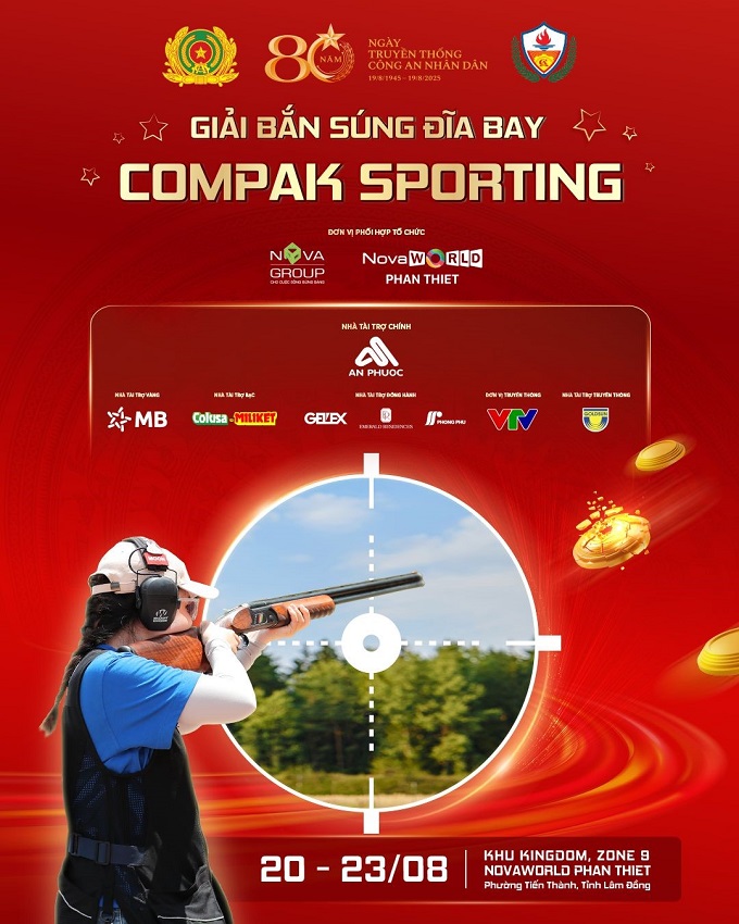 Giải Bắn súng đĩa bay Compak Sporting 2025 nằm trong hoặt động kỷ niệm Ngày Quốc khánh 2/9 và Ngày truyền thống Công an Nhân dân