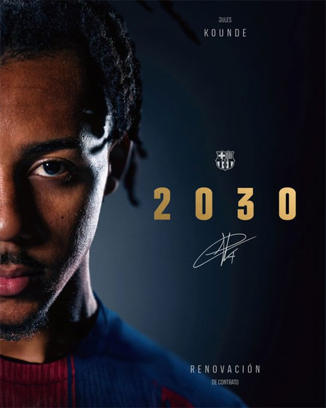 Kounde gia hạn hợp đồng với Barca đến năm 2030