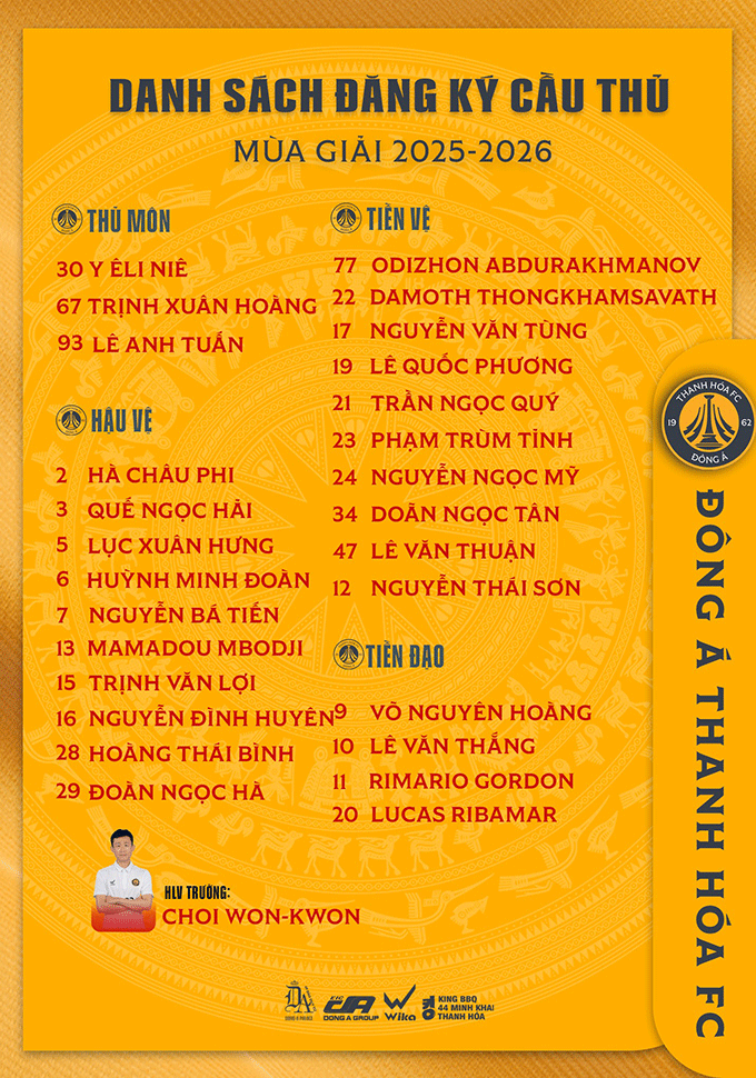 Tiền đạo Rimario là 1 trong số 4 ngoại binh của Thanh Hóa