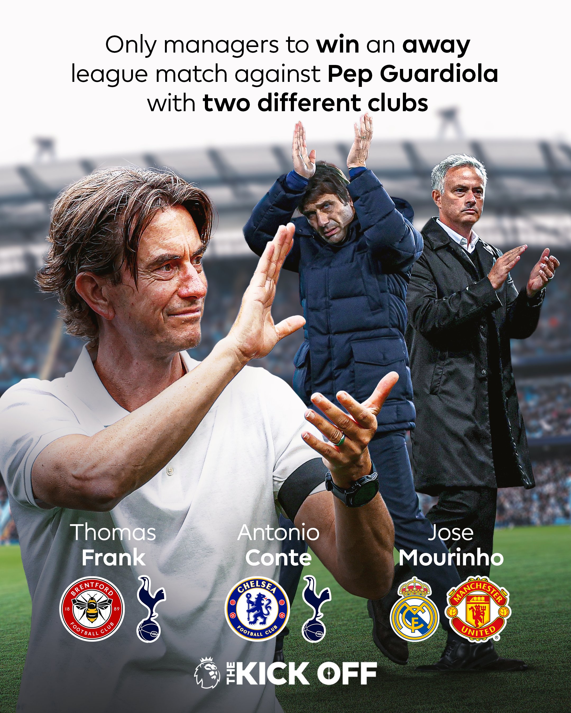 Frank sở hữu thành tích ấn tượng như Conte và Mourinho khi chạm trán Guardiola