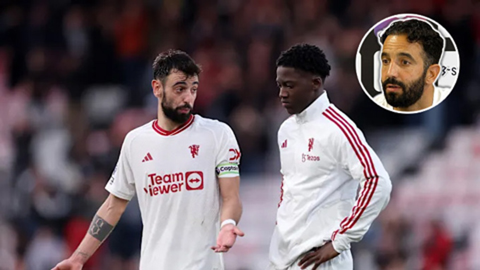 Amorim khẳng định Mainoo đang thất thế trong việc cạnh tranh suất ra sân với đội trưởng Bruno Fernandes