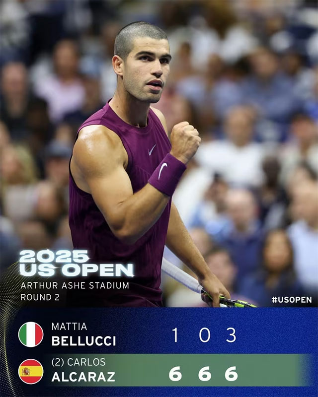 Alcaraz dễ dàng vượt qua Bellucci sau 3 set đấu