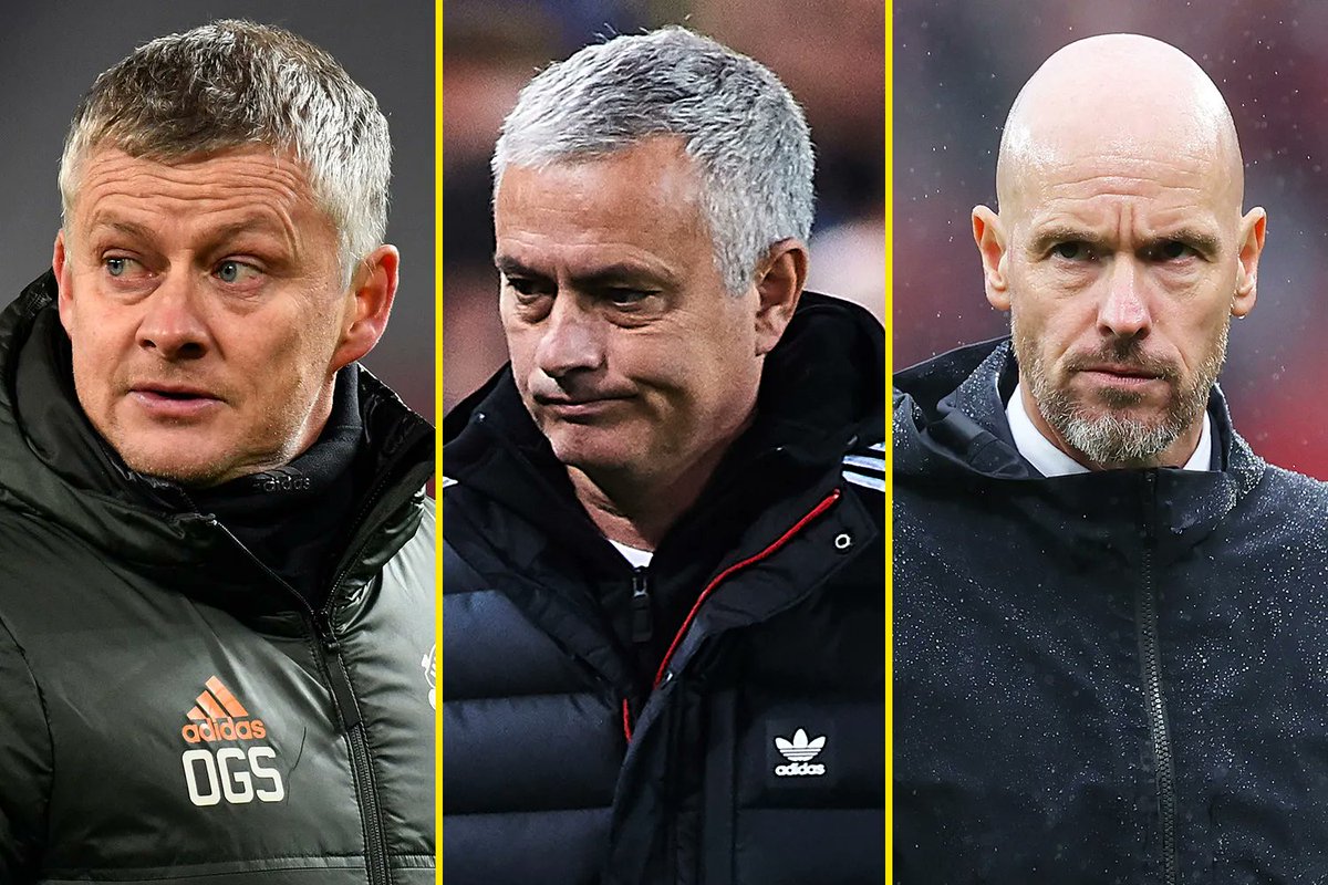 Phòng danh dự của MU: lần lượt bị sa thải từ trái qua Ole Gunnar Solskjaer, Jose Mourinho, Erik ten Hag 