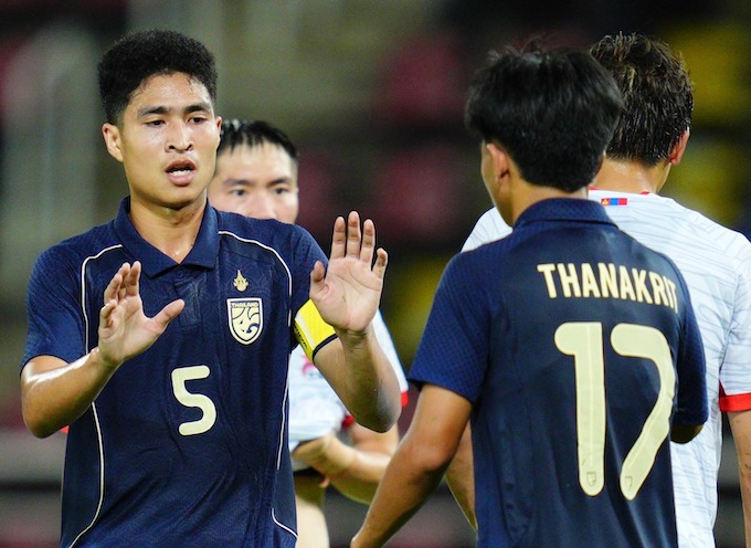 Thủ quânSeksan Ratri, người lập hattrick cho U23 Thái Lan. Ảnh: FAT