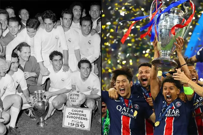 Nhà vô địch đầu tiên Real và nhà vô địch gần nhất PSG