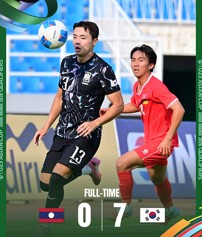 U23 Hàn Quốc thắng "hủy diệt" U23 Lào với tỷ số 7-0 