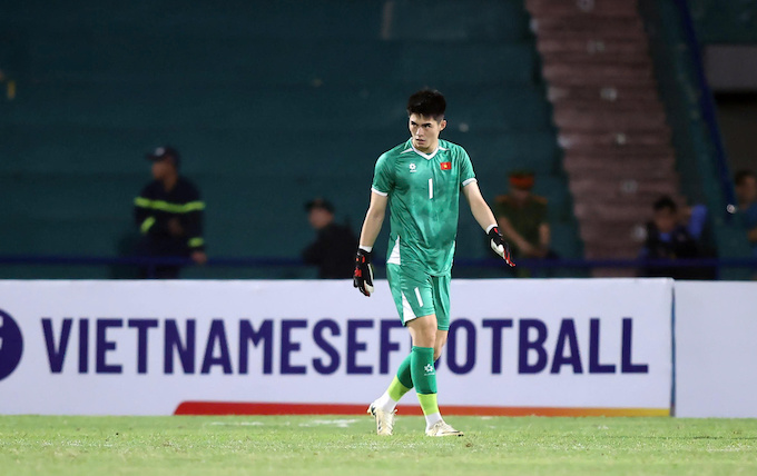 Trung Kiên đã giữ sạnh mành lưới tại vòng loại giải U23 châu Á 2026. Ảnh: Đức Cường 