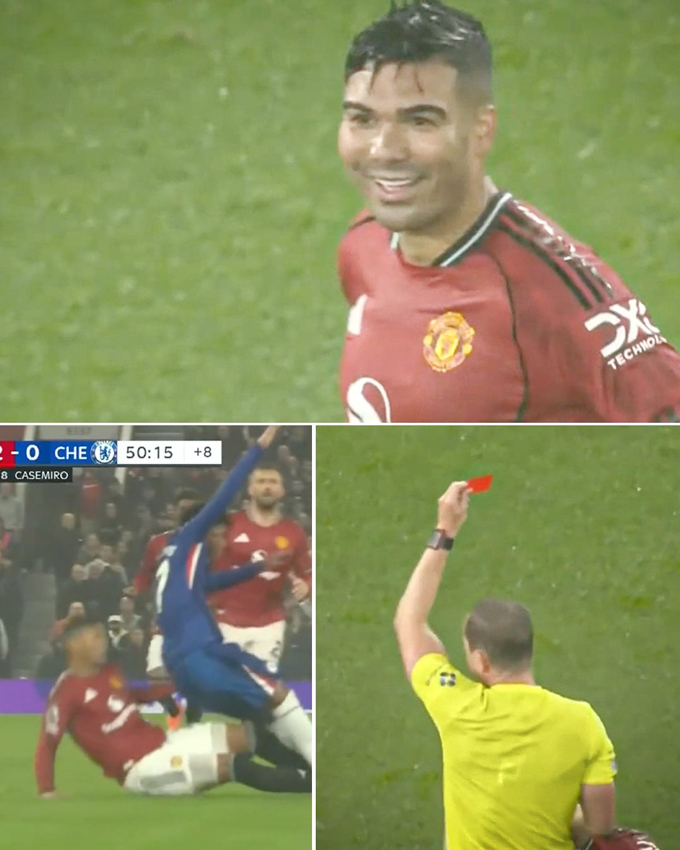 Casemiro nhận thẻ vàng thứ 2 ở phút 45+5