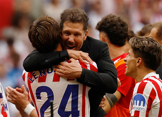 HLV Simeone giúp sức mạnh của Atletico tăng lên đáng kể