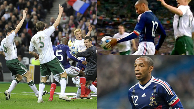 Pha xử lý bóng bằng tay "mềm mại" của Henry trước khi kiến tạo cho William Gallas ghi bàn 