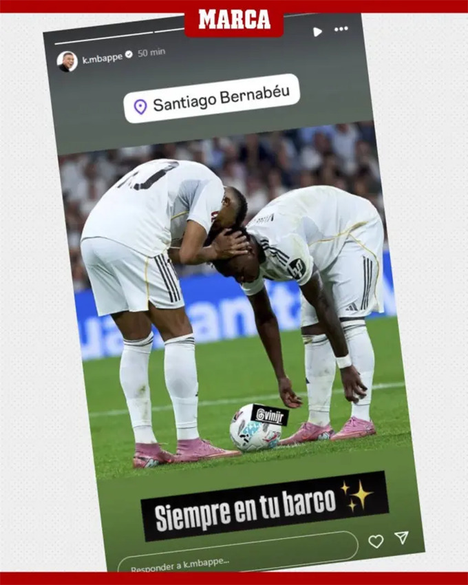 Mbappe đăng bài và ảnh trên trang cá nhân và tag Vinicius