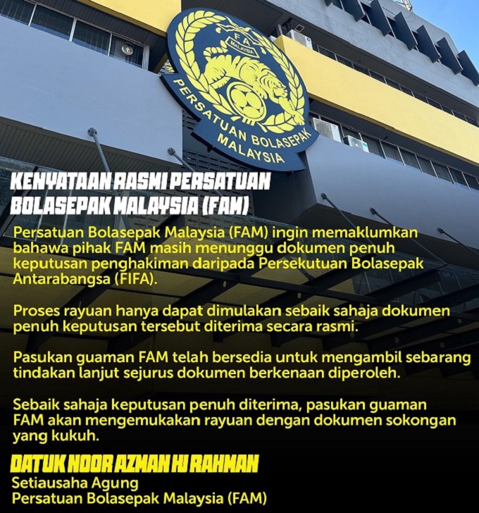 Thông báo của LĐBĐ Malaysia