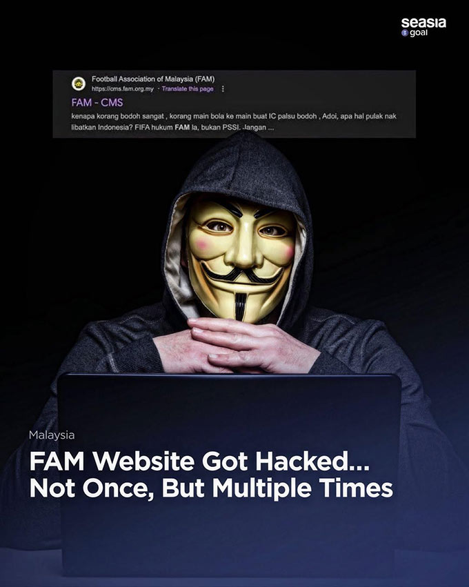 Hacker tấn công trang chủ LĐBĐ Malaysia 