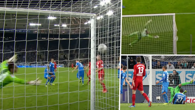 Cú đánh đầu của Kiessling đưa bóng đi ra ngoài mép lưới nhưng do lưới thủng nên trái bóng bay vào khung thành