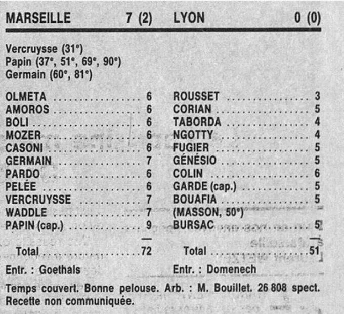 Gần 35 năm trước, huyền thoại Jean-Pierre Papin cũng lập cú Poker cho Marseille ở Ligue 1