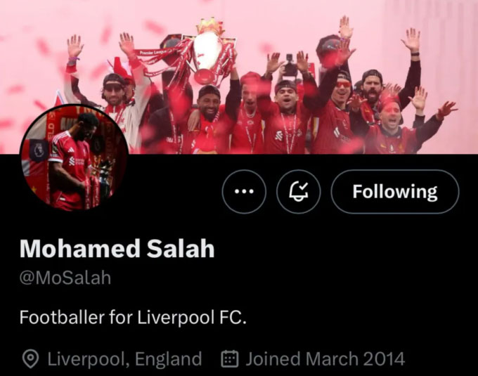 Mạng xã hội của Salah trước khi được điều chỉnh