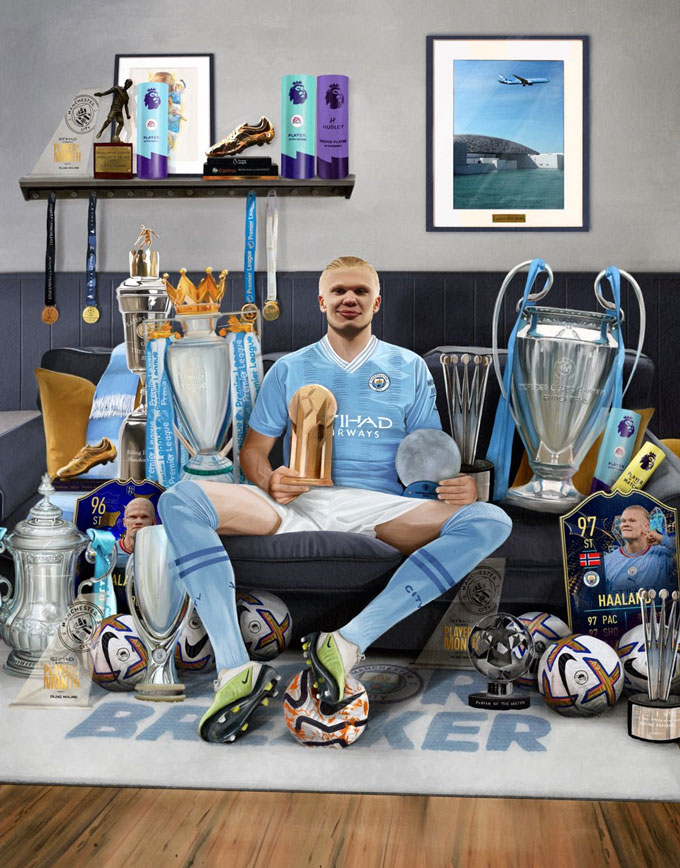 Haaland sở hữu bộ sưu tập danh hiệu đồ sộ cùng Man City
