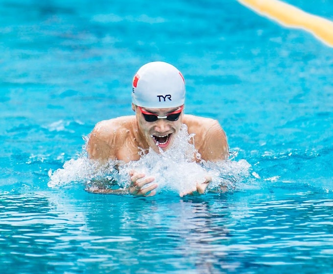 Thành Bảo đang đươc kỳ vọng ở các nội dung bơi ếch. Ảnh: Minh Tuấn 