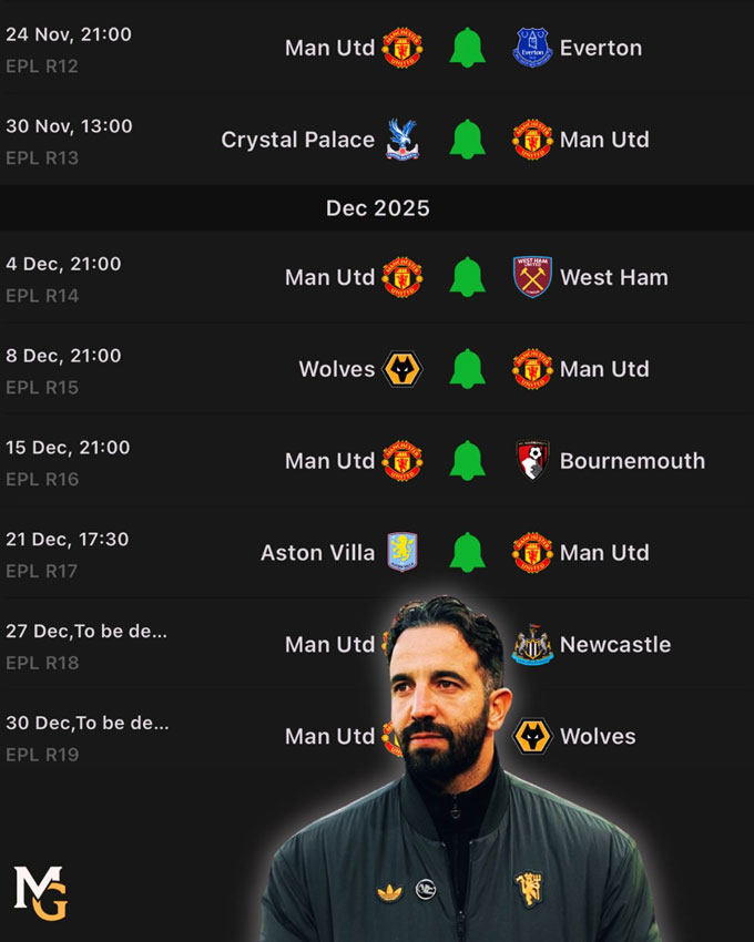 Lịch thi đấu dày đặc của MU trong thời gian tới