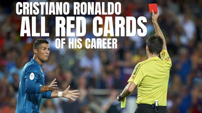 Ronaldo phải nhận 13 thẻ đỏ trong sự nghiệp