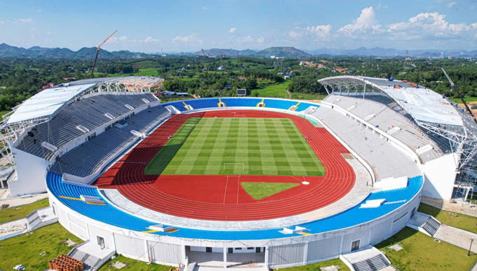 Mặt sân tuyệt đẹp của sân Thái Nguyên - Ảnh: Báo Thái Nguyên