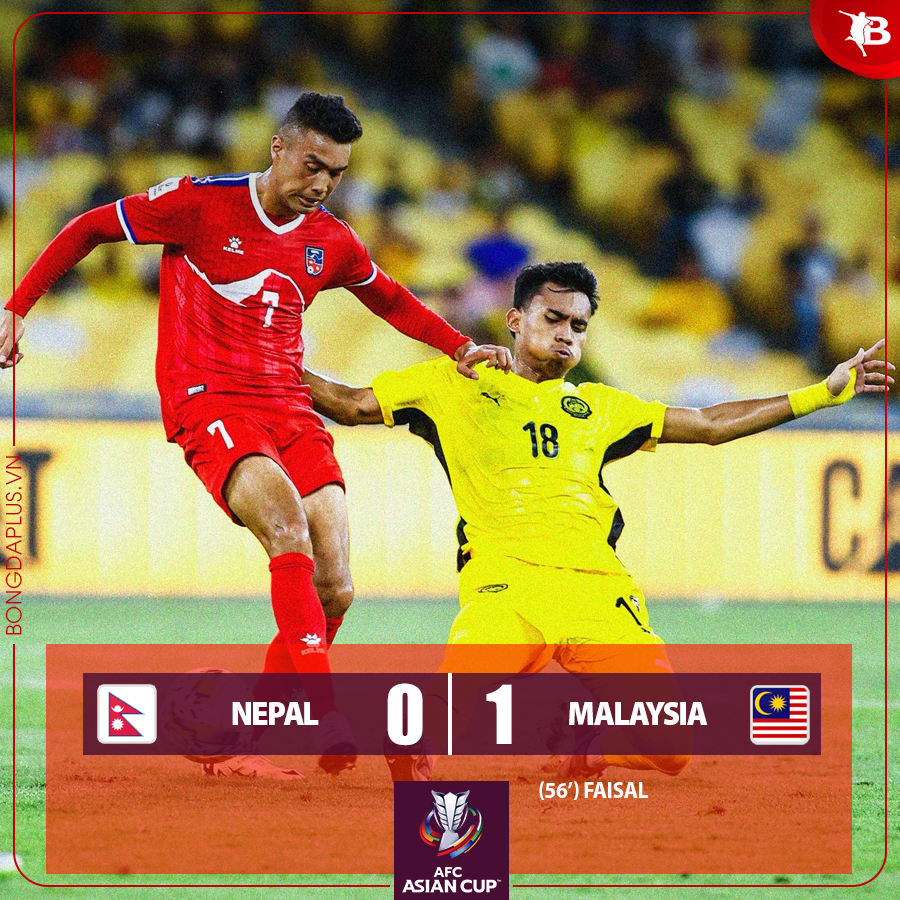 Malaysia tạm vươn lên vị trí thứ 116 trên BXH FIFA sau trận thắng Nepal