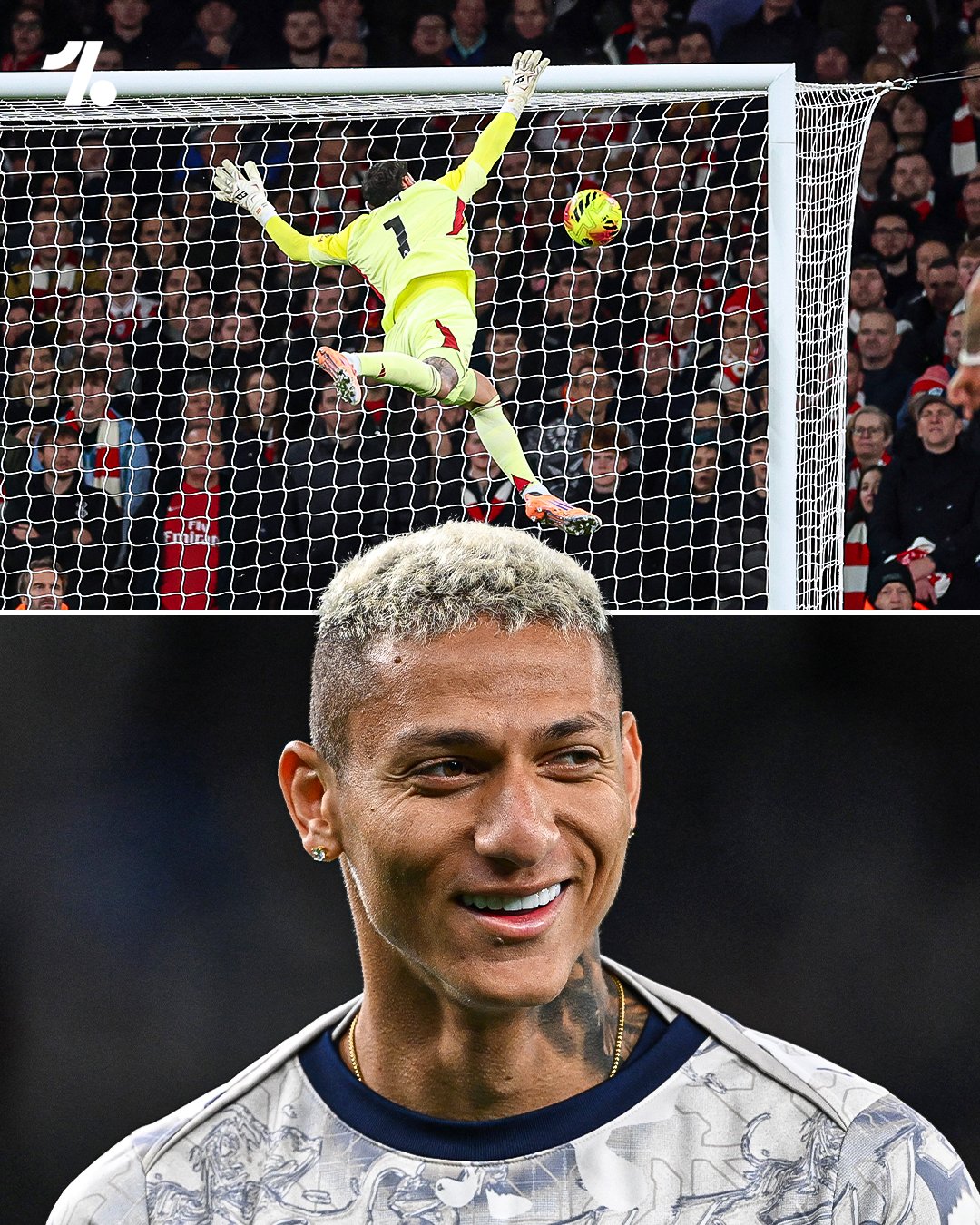 Richarlison ghi siêu phẩm đẹp mắt từ giữa sân vào lưới Arsenal