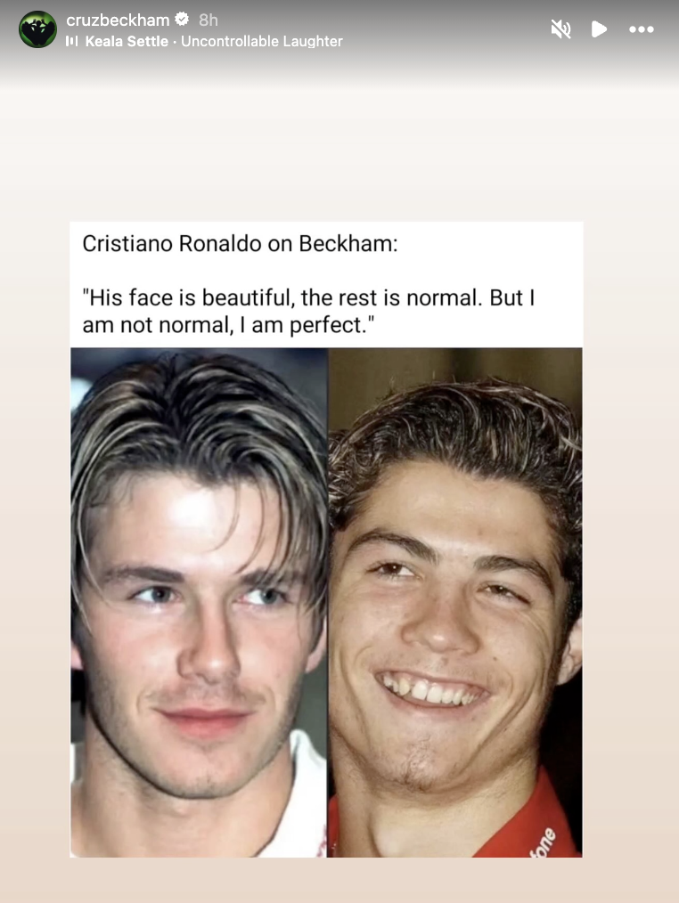 Con trai Beckham "cà khịa" Ronaldo