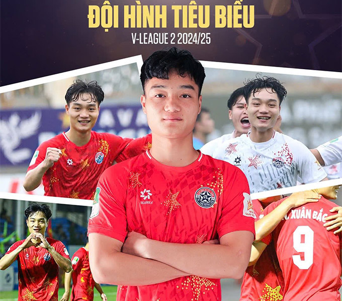 Xuân Bắc lọt vào đội hình tiêu biểu của giải hạng Nhất QG 2024/25