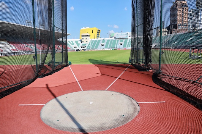 Khu vực thi đấu môn ném búa. Ảnh: Đông Huyền