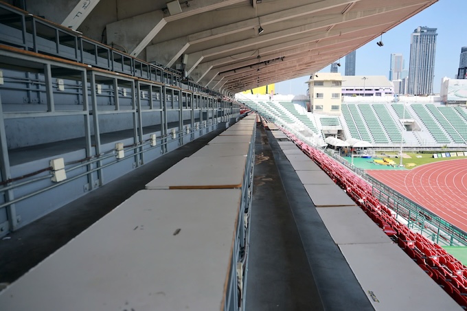 Khu vực tác nghiệp của các phóng viên. Ảnh: Đông Huyền