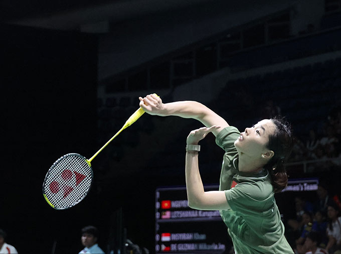 Thuỳ Linh giành chiến thắng trước tay vợt Malaysia - Ảnh: Đức Cường