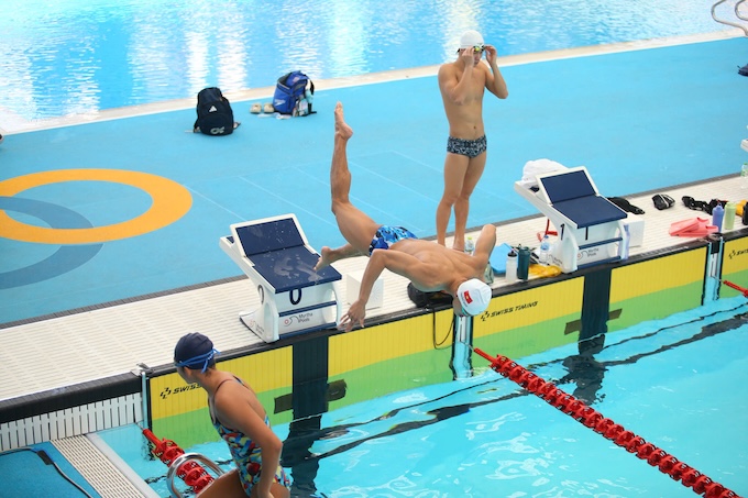 Đội tuyển bơi đã có buổi tập trên đất Thái Lan. Ảnh: Nguyên Khang